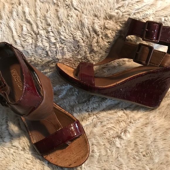 Kenneth Cole wedge strappy mahogany brown sandal shoes - Picture 5 of 14